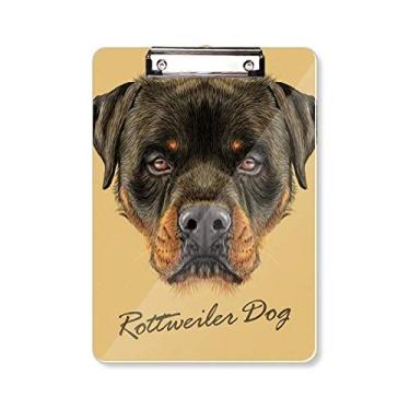 Imagem de Black Feroz Rottweiler Dog Pet Animal Prancheta Pasta de Escrita Placa de Suporte A4