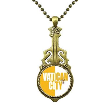 Imagem de DIYthinker Colar com nome da bandeira da cidade do Vaticano, joia de guitarra antiga, pingente de música