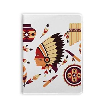 Imagem de Diário de capa macia com estampa de penas indianas tradicionais americanas