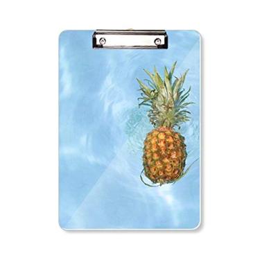 Imagem de Quadro de prancheta com imagem de frutas tropicais e abacaxi fresco A4