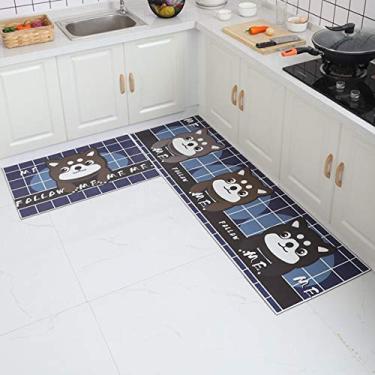 Imagem de Jun Jiale Tapete de cozinha de qualidade premium, tapete antiderrapante de borracha durável, tapete lavável (40,6 x 119,4 cm) cachorro fofinho