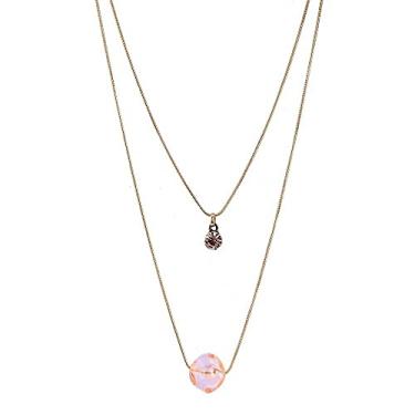 Imagem de Colar Armazem RR Bijoux duplo pedra rosa