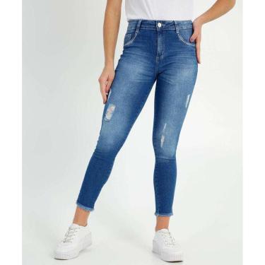 Imagem de Calça Jeans Destroyed Cigarrete Feminina Strass Biotip-69252