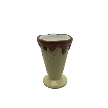 Imagem de Vaso De Cerâmica Porta Treco Decorativo Formato Casquinha De Sorvete 12cm