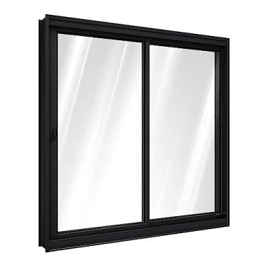 Imagem de Janela de Correr de Aço 100 x 120 x 12 cm Preto 2 Folhas Esquerda Riobras Pronta