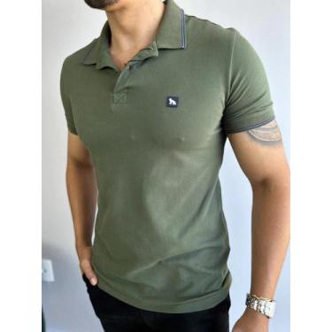 Imagem de Camiseta Gola Polo Verde Militar Logo Emborrachada - Acostamento