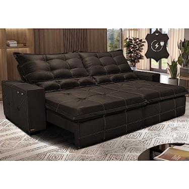 Imagem de Sofá de Couro Elétrico Retrátil 3,15m Cama Inbox Gran Torosoftgeld40 Marrom