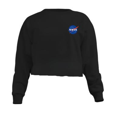 Imagem de Blusa Cropped Moletom Nasa Feminino Personalizado com Cintura Descosturada