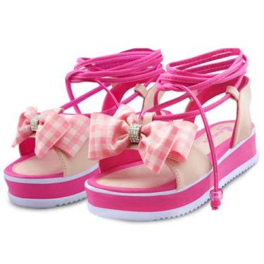 Imagem de Sandália Infantil Boneca Mz Shoes Plataforma Menina Pink/Rosa/Xadrez L