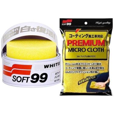 Imagem de Cera Soft 99 White Cleaner 350g + Toalha de Microfibra Premium