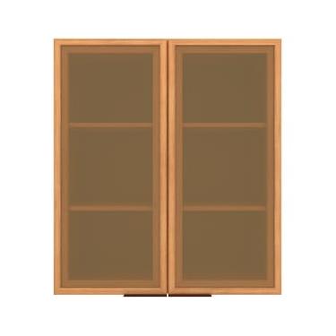 Imagem de Armário Aéreo Bartira Cristal MDP 15mm com 2 Portas com Vidro e 2 Prateleiras - 80cm de largura