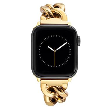 Imagem de Anne Klein Pulseira de corrente moderna para Apple Watch, segura, ajustável, pulseira de substituição para Apple Watch, serve na maioria dos pulsos, Dourado, 42mm (Series 10) & 38/40/41mm, WK/1016GPGP