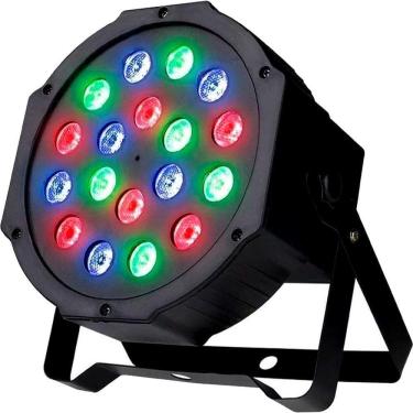 Imagem de Canhão De Led Projetor Strobo 18 Leds Rgb Com Sensor De Som