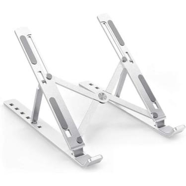 Imagem de Suporte Notebook de Alumínio - Ajustável, Portátil, Dobrável e Ergonômico Compatível Com Macbook, Ipad, Hp, Dell, Lenovo 10-17 Polegadas