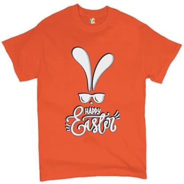Imagem de Camiseta masculina Happy Easter Bunny Ears Religious Jesus Christ Has Risen, Laranja, XXG