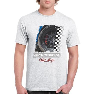Imagem de Camiseta masculina Shelby Wheel American Classic Muscle Car Racing Mustang Cobra GT500 Performance Powered by Ford, Cinza-claro, 5G