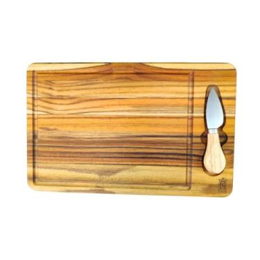 Imagem de Kit Tábua De Madeira Para Queijo Com Faca De Aço Inox Conjunto Para Utensílio Ideal Para Cozinha Gourmet Restaurantes E Servir Na Mesa Posta Corte De Frios Petiscos Geleia Acompanhar Com Vinho