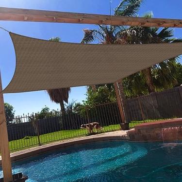 Imagem de Windscreen4less Cobertura de toldo retangular para área externa de 33 x 50 cm, bloco UV para quintal, varanda, pérgula, terraço, jardim (marrom)