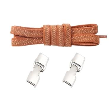 Imagem de Elastic Laces Sneakers Hook Locks Shoelaces Without Ties Wide Flats Creative No Tie Shoe Laces Kids Adult Shoelace (Color : Brown)