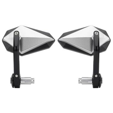 Imagem de VG MOTO Espelhos convexos de extremidade de barra de motocicleta 7/20.3 cm 22 mm guidão retrovisor retrovisor lente azul CNC universal cromado substituição para bicicleta de rua, bicicleta suja,