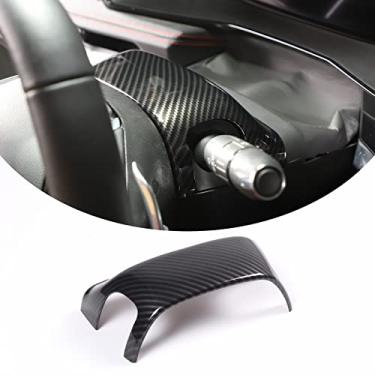 Imagem de Capa de acabamento de decoração superior da base do volante compatível com Chevrolet Corvette C8 2020-2023, adesivos de acabamento de capa de volante de plástico ABS acessórios C8 (padrão de fibra de