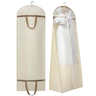 Imagem de ANZORG Bolsa de vestido de noiva de 178 cm para vestidos longos, bolsa de viagem para vestido de formatura e noite com reforço de 39,9 cm (BEGE)