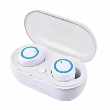 Imagem de Waillynice Fone de ouvido Bluetooth Y50 TWS 5.0 sem fio, IPX7, à prova d'água, graves profundos, sem fio, fones de ouvido esportivos (branco-azul)