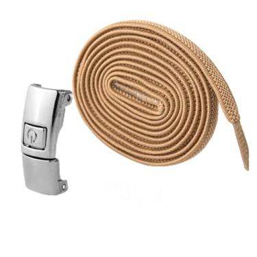 Imagem de Elastic Laces Sneakers Width Flat Shoelaces Without Ties Kids Adult Lock No Tie Shoelace Rubber Bands Shoe Accessories (Color : Khaki)