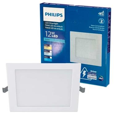 Imagem de Painel Plafon Led Philips de embutir quadrado 12W luz amarela bivolt (100-240V)