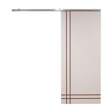 Imagem de Porta De Correr Branco Prime Frisada Kit Alumínio F06 - 210x70