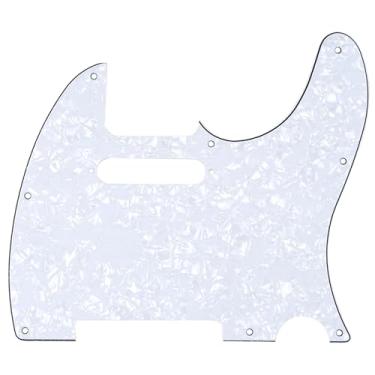 Imagem de Musiclily 8 Furos Escudo Tele Pickguard para Guitarra Fender EUA/Mexicana Made Telecaster Standard Estilo Moderno, 4 Camadas Branco Perolado
