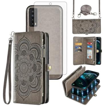 Imagem de Asuwish Capa de telefone para TCL Stylus 5G 2022 com zíper carteira magnética destacável com protetor de tela de vidro temperado alça transversal porta-cartão de flores TLC Stylo G5 6,81 T779W