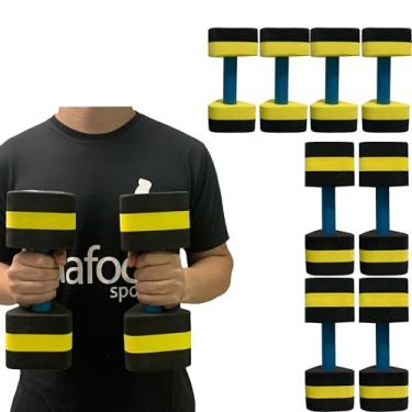 Imagem de Kit 4 Pares Halteres Hidroginástica em EVA P 1-2kg e M 2-3kg Preto/Amarelo Dafoca Sports