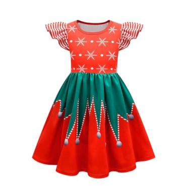 Imagem de Letushy Vestido de Natal para meninas 9t 1t fantasia infantil de Papai Noel infantil menina feio vestido de natal vestido de natal casual escola playwear xadrez vestidos de natal xadrez roupas de férias 9-10