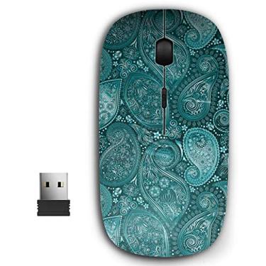Imagem de Mouse sem fio USB ergonômico portátil 2,4 G para PC, laptop, computador, notebook com receptor nano (estampa floral vintage étnica)