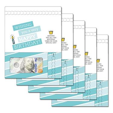 Imagem de ZipGifts Cartão de aniversário | Suporte de dinheiro aberto com zíper e janela de plástico transparente para dinheiro, cheque e vale-presente (aniversário | grande dia | pacote com 5)