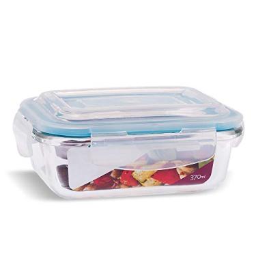 Imagem de Pote de Vidro Retangular Hermético Marmita Tampa Plástico Alimentos 370ml Papinha Pequeno