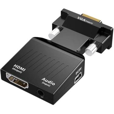 Imagem de FANTIA Conversor adaptador VGA para HDMI com cabo AUX de áudio 1080p 60Hz resolução com suporte de áudio para computador, PC, laptop, monitor, beamer, HDTV UVM