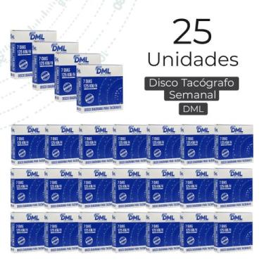 Imagem de Kit 25 Discos Tacógrafos Semanal Dml 7 Dias 125 Km 20x20