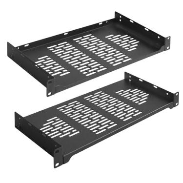 Imagem de RIVECO 2 prateleiras de rack de 20 cm para rack e armários de rede de 48 cm, bandeja de cantilever ventilada com prateleira de montagem em rack de 1U, para servidores, equipamentos de TI e som