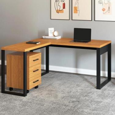 Imagem de Mesa de Escritório em L 135cm com Gaveteiro Dalla Costa MDF - Pradel E