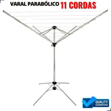 Imagem de Varal de Chão Reforçado 11 Cordas Grande Luxo Parabolico 100% Aluminio