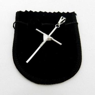 Imagem de Pingente Cruz Palito 50mm Folheado Prata Pi159 - WNBIJOUTERIAS