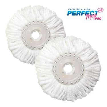 Imagem de Kit 2 Refil Perfect Pro De Microfibra Mop Giratório 360 Limpeza Esfreg