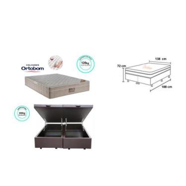 Imagem de Conjunto Casal Colchão Ortobom Airtech  Molas Ensacadas  c/ Cama Box B