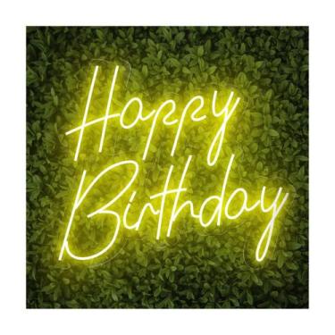 Imagem de Painel Acrílico Neon Happy Birthday Feliz Aniversário Festas - Bloom