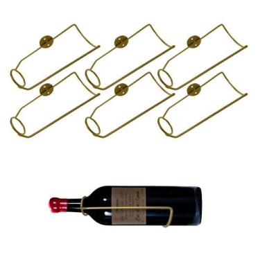 Imagem de Kit 6 Unidades de Adega Parede Garrafa Vinho Estilo Industrial Dourado