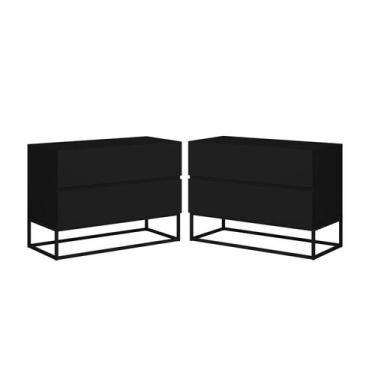 Imagem de Kit 2 mesa de cabeceira industrial com gaveta eros 60cm para quarto ca