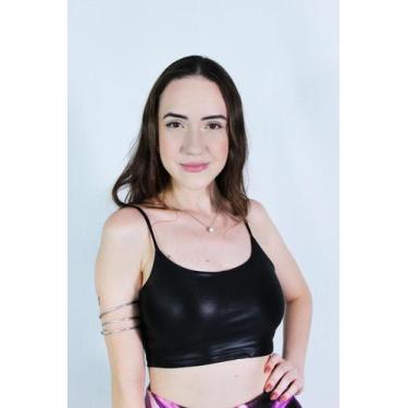 Imagem de Top Cropped Alça Fina Feminino Cirrê Premium Liso Raveup, M