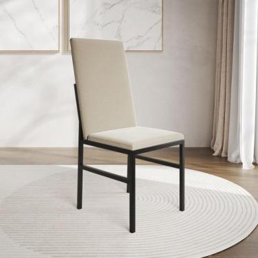 Imagem de Cadeira de Jantar Estofada Mônaco Premium Bege - ASTURIAS, PRETO